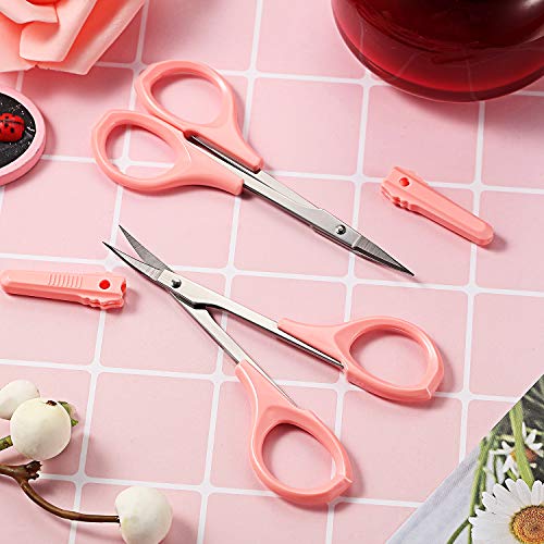 Mudder 2 Pack 4-Inch Curved Eyebrow Scissors - Stainless Steel Grooming