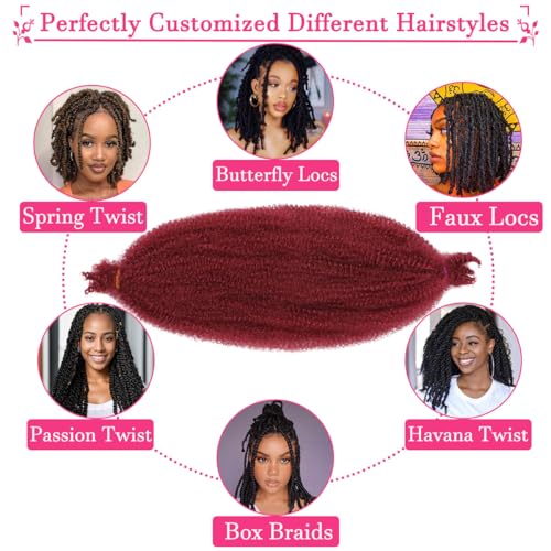 COOKOO 16 Inch Afro Twist Hair Extensions 8 Packs - Soft, Fluffy, Pre-Fluffed Synthetic Braiding Hair for Protective Styles