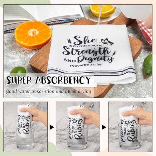 R HORSE 5-Piece Bible Verse Kitchen Dish Towel Set - Absorbent, Quick-Dry Tea Towels for Spiritual Home Decor