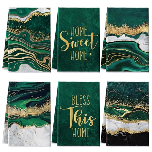 6 Pcs Gold Marble Kitchen Towels Set - Absorbent & Decorative