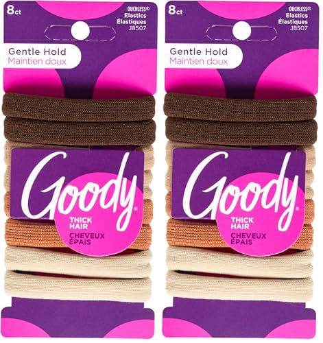 Goody Ouchless Sweater Hair Ties for Thick Hair - 16 Pack, Neutral Tones