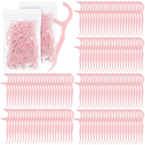 Baderke 600 Count Pink Dental Floss Picks for Adults - Portable Oral Care