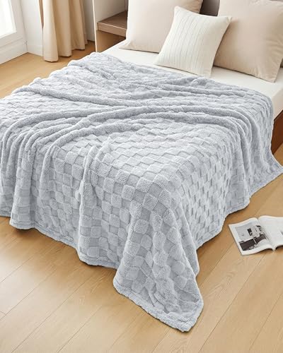 Utopia Bedding Checkered Fleece Throw Blanket - Cool Grey 50x60