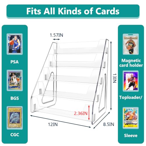 5-Tier Acrylic Trading Card Display Stand for SGC/BGS/PSA Slabs