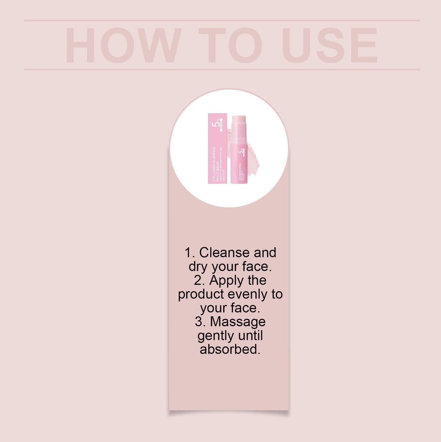 Pink Collagen Volume Multi Balm Stick, Korean Balm Stick for Face with Collagen, Retinol, Caffeine, Volumizing Plumping Hydrating Firming for Face, Eyes, Lips, Neck, 0.35OZ