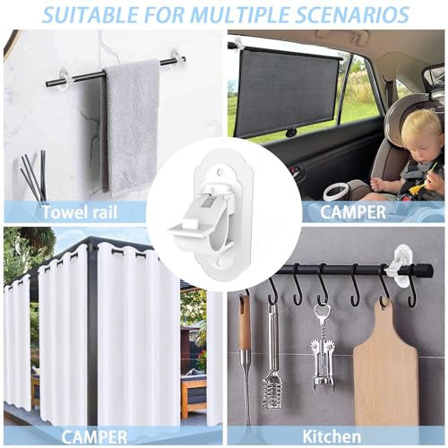 No Drill Adhesive Curtain Rod Brackets - 4 Pack Self-Adhesive Holders