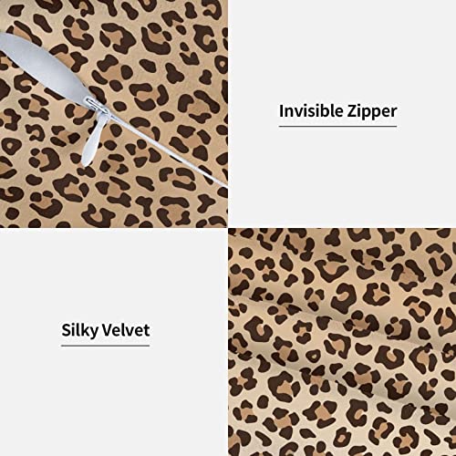 Leopard Print Throw Pillow Covers Set of 2 - 18"x18" Soft Velvet