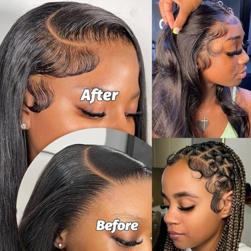TRIPYGO HD Lace Baby Hair Edges Stripes - 2 Pcs V, Natural Black