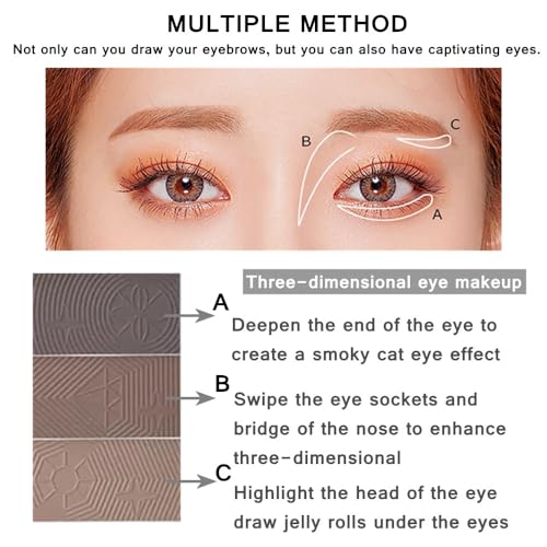 UOCK 3-Color Brow Powder Palette - Waterproof Eyebrow Kit for Natural, Defined Brows