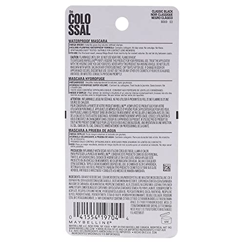 Maybelline Volum' Express The Colossal Waterproof Mascara - Classic Black, 1 Fl Oz (Pack of 2)
