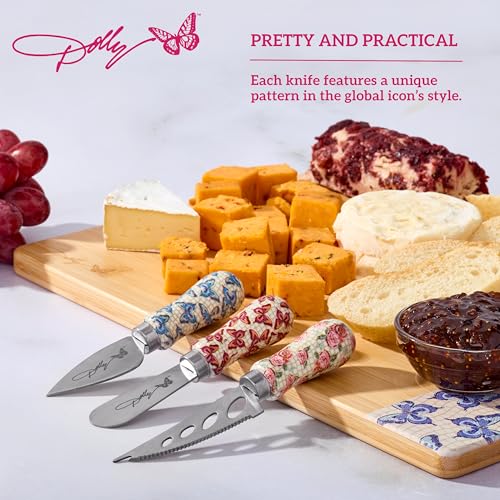 Dolly Parton 3-Piece Cheese Knife Set with Colorful Handles