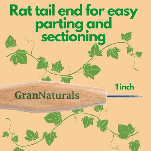 GranNaturals Boar Bristle Hair Brush with Metal Rat Tail for Parting & Styling