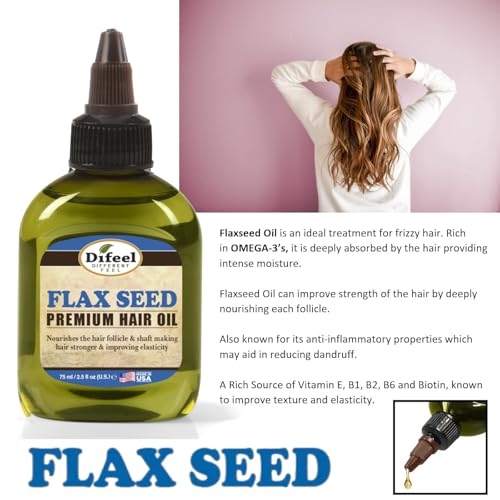 Difeel Flax Seed Hair Oil 2.5 oz - Moisturizing & Strengthening Treatment