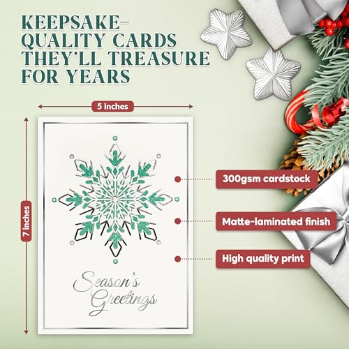 16 Pack Foil & Glitter Holiday Greeting Cards with Envelopes