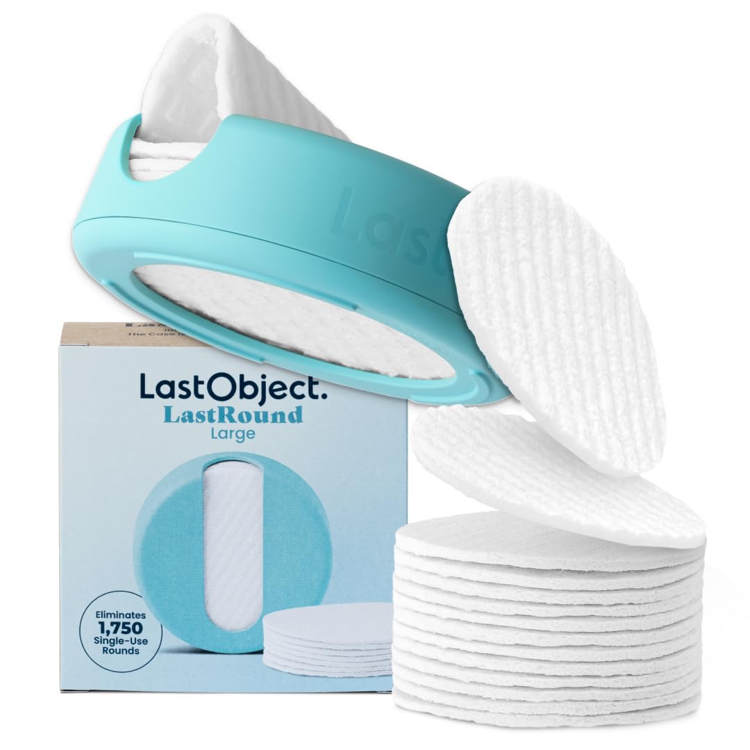 LastRound Reusable Makeup Remover Pads - 7 Washable Eco-Friendly Reusable Cotton Rounds for Face - Sustainable & Soft Cotton Face Pads for Facial Cleansing & Eye Makeup Removal - Travel Storage Case
