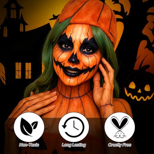 Black Orange Yellow Face & Body Paint Kit Halloween SFX Makeup 9 pcs