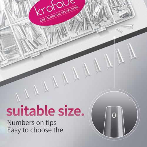 600PCS Coffin Nail Tips Set with French & Clear Designs for Nail Art & DIY