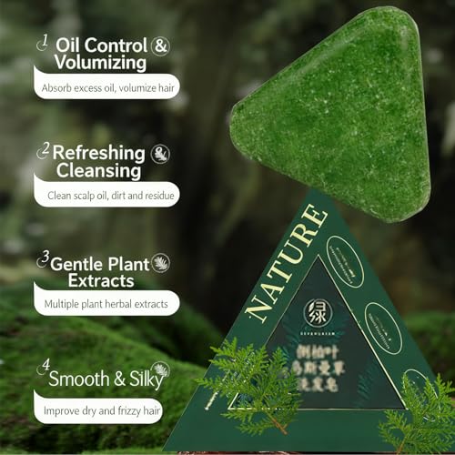 NovaCharm Herbal Solid Shampoo Bar - 120g Triangle Cleansing Soap (2 Pack)