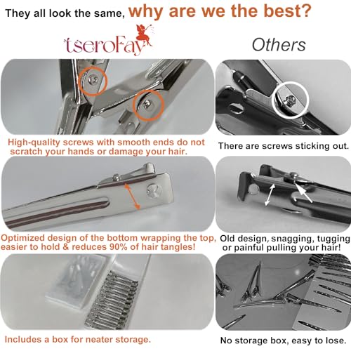 24Pcs Silver Duck Bill Hair Clips with Storage Case for Women
