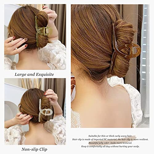 Large Jelly Hair Claw Clips Set for Thick Hair - 4 Pcs