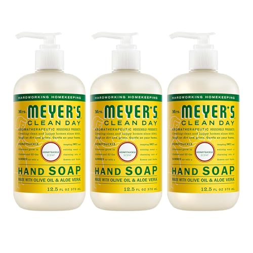 Mrs. Meyer’s Honeysuckle Liquid Hand Soap 3 Pack - Moisturizing & Gentle Cleanser