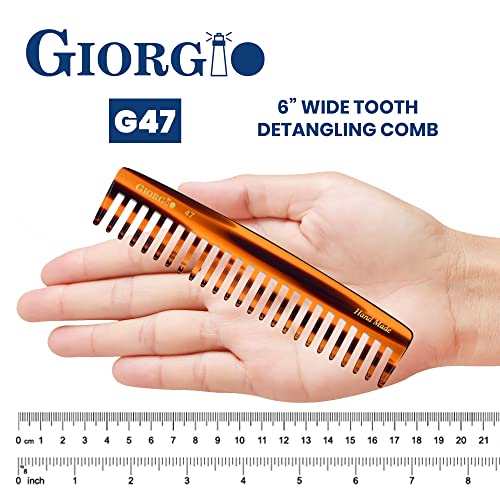 Giorgio G47 Wide Tooth Detangling Comb 2 Pack for Thick Curly Hair