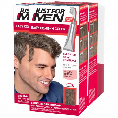 Just For Men Easy Comb-In Hair Dye Light-Medium Brown A-30 Pack of 2