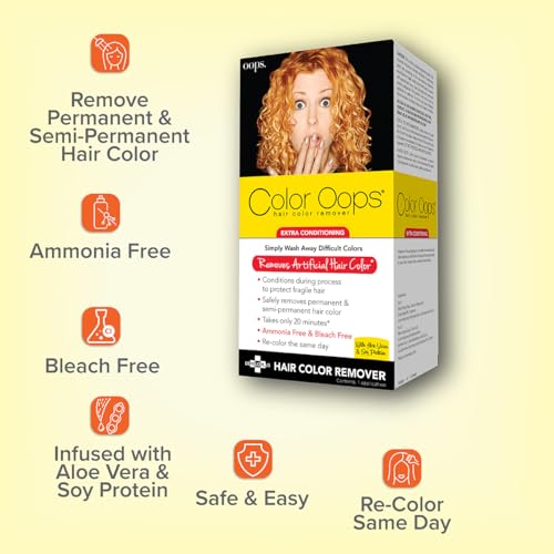 Color Oops Extra Conditioning Hair Color Remover, 1 Application, Hair Dye Remover Processes in 20 Minutes, Safely Removes Permanent & Semi-Permanent Dye, Ammonia & Bleach Free