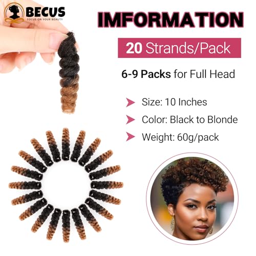 BECUS 10 Inch Jamaican Curly Crochet Hair – Pre-Looped Synthetic Braids