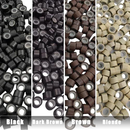 500 Pcs Silicone Lined Micro Link Beads for Hair Extensions - 5mm