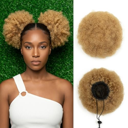 Afro Curly Hairpiece, Kinky Puff Drawstring Ponytail