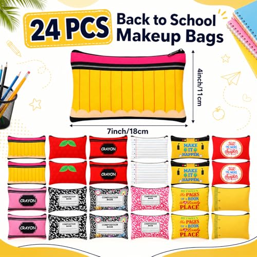 24 Pcs Back to School Makeup Bags - Teacher Appreciation Gifts