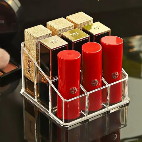 Acrylic Lipstick Organizer with 9 Slots - Durable Makeup Display Holder