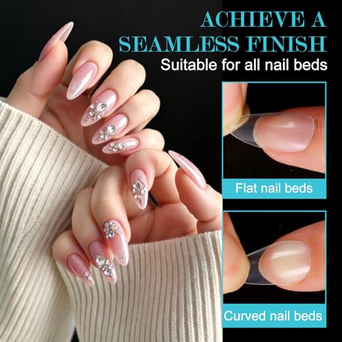 600PCS Almond Nail Tips - Clear Acrylic Half Matte for DIY Manicures