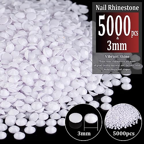 5000pcs 3mm White Flatback Resin Rhinestones for DIY Crafts
