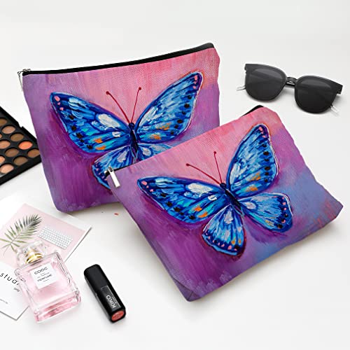 Butterfly Makeup Bag - Cute Canvas Cosmetic Bag for Travel