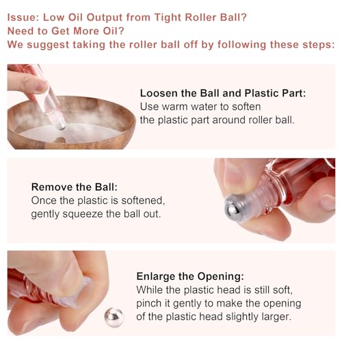 Rose Gold Glass Roller Bottles - 8 Pack 10ml Essential Oil Roll-ons with UV Protection