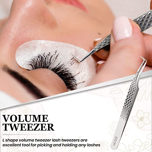 SUPER VENUS 5-Piece Lash Tweezer Set with Mirror & Diamond Grip