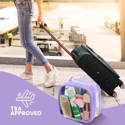 BORMELUN TSA Approved Clear Toiletry Bag Purple S Travel Organizer with Handle