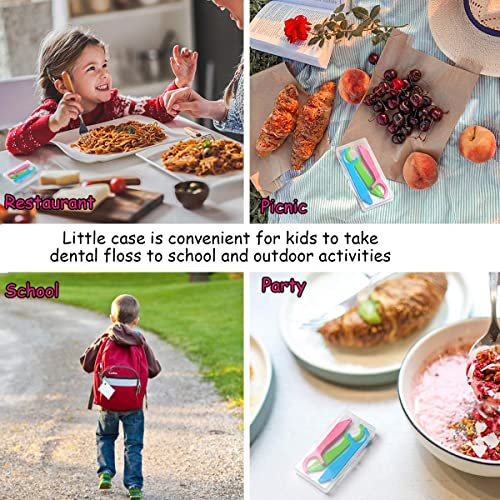 FAMILIFE Animal Kids Floss Picks 200 Count with Travel Cases - Fluoride-Free Dental Floss for Children