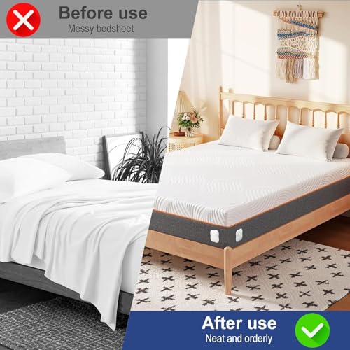 Fitted Bed Sheet Holders with Twist-Lock Clips - 4 Pack