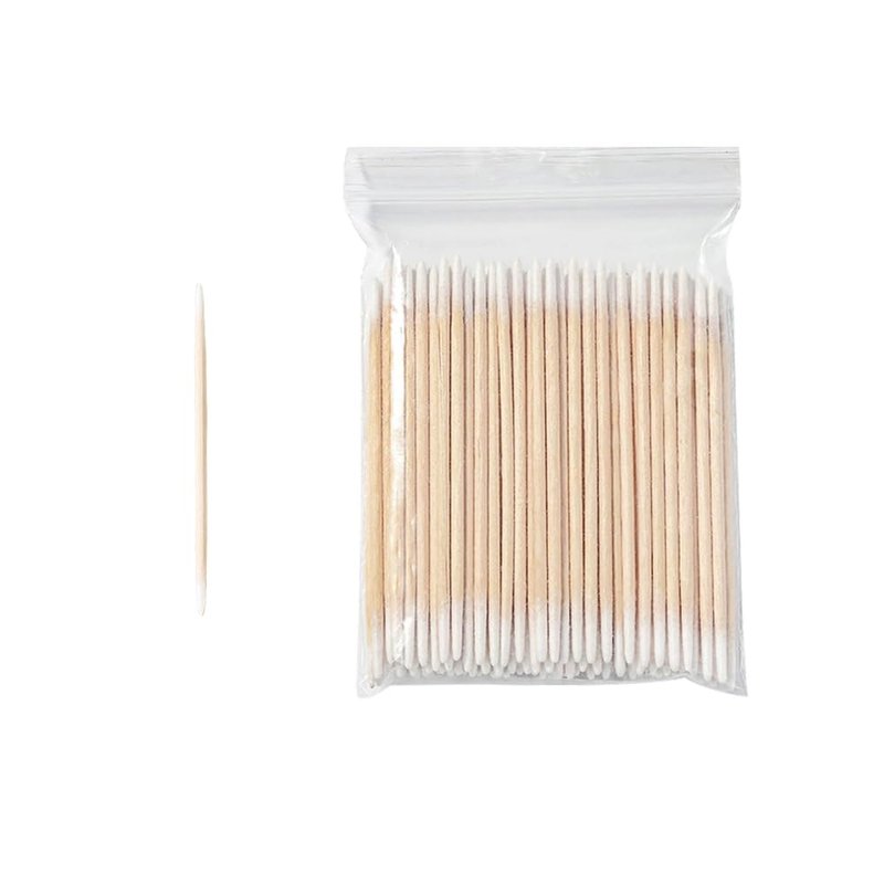 Double Pointed Tip Cotton Swabs - 100 Pcs 7cm Wooden Sticks for Makeup, Eyebrow, Nail Polish