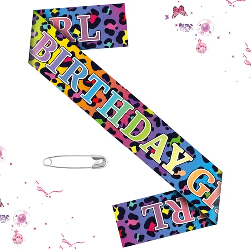 Cheetah Print Birthday Sash for Girls - Neon Leopard Theme Party Decor