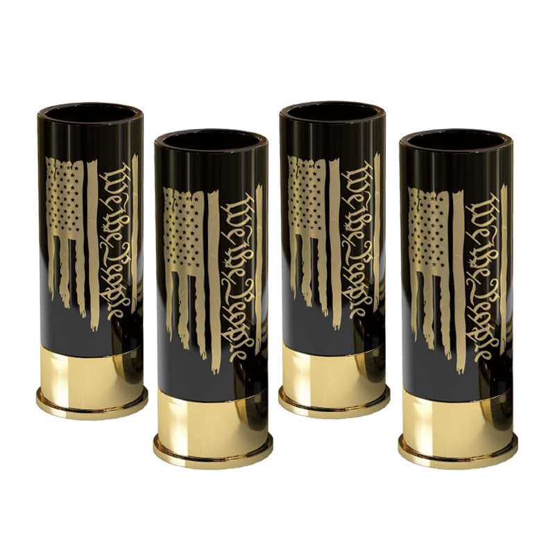 Set of 4 American Flag Shot Glasses - 12 GA Plastic Drinkware