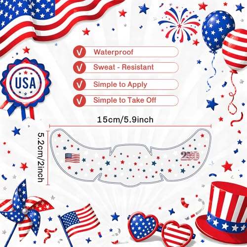 Patriotic 4th of July Face Tattoos - 8 Pack USA Designs