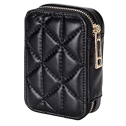 FOMIYES Leather Lipstick Holder Case with Mirror - Portable Mini Makeup Bag