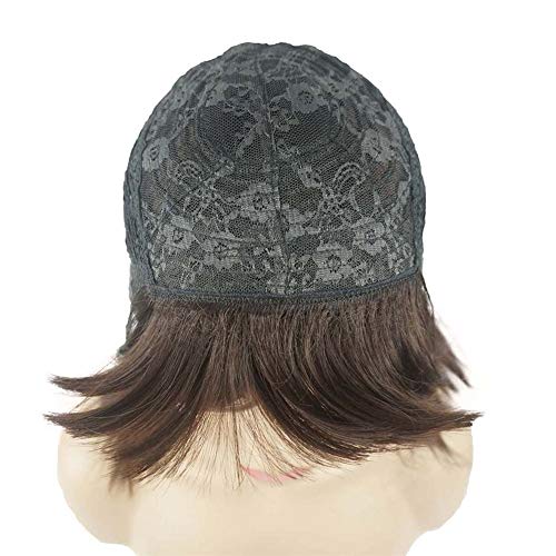 Aimole 8" Short Straight Bob Wig with Bangs - Chestnut Brown (#6)