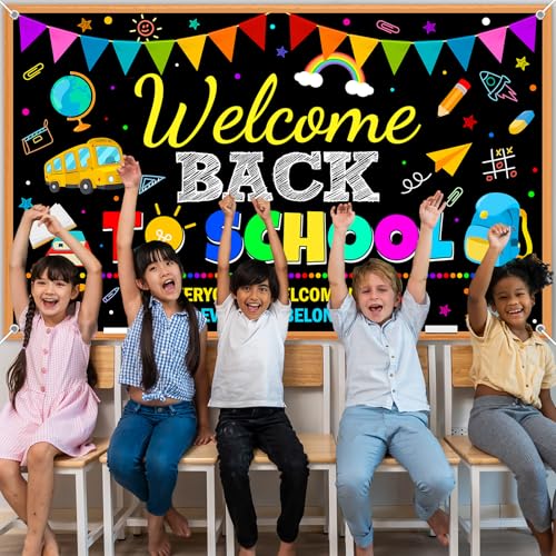 Welcome Back to School Banner - Colorful Classroom Decoration (6 x 3.6 ft)