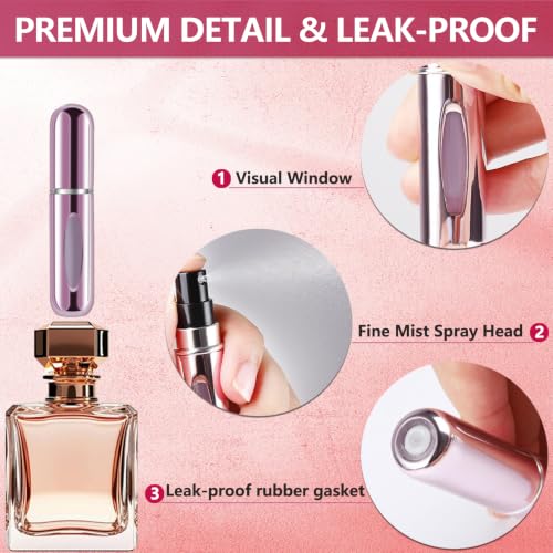 opasyo Refillable Perfume Atomizer - 5ml Leak-Proof Travel Spray Bottle Set
