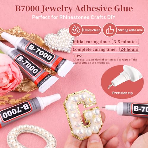 11000Pcs Flatback Pearls Kit with B7000 Glue, Assorted Sizes 2-10mm Beige AB